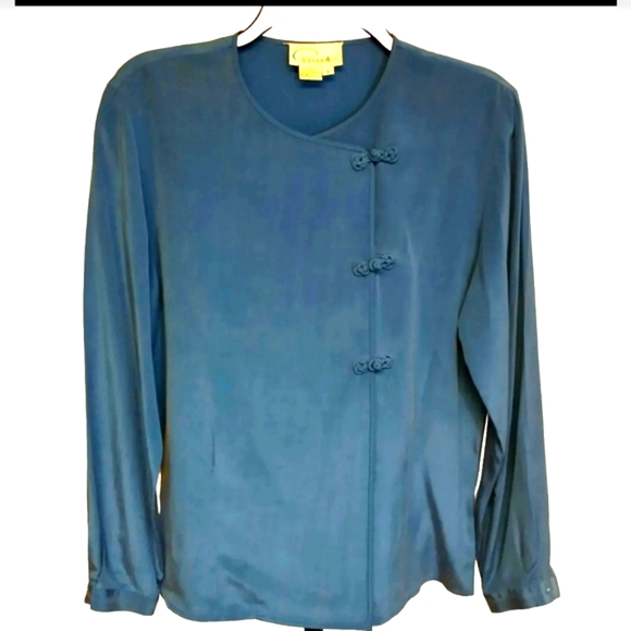 Cappagallo Vintage Long Sleeve 100% Silk Blouse Size 4 Toggle Buttons - Picture 2 of 7